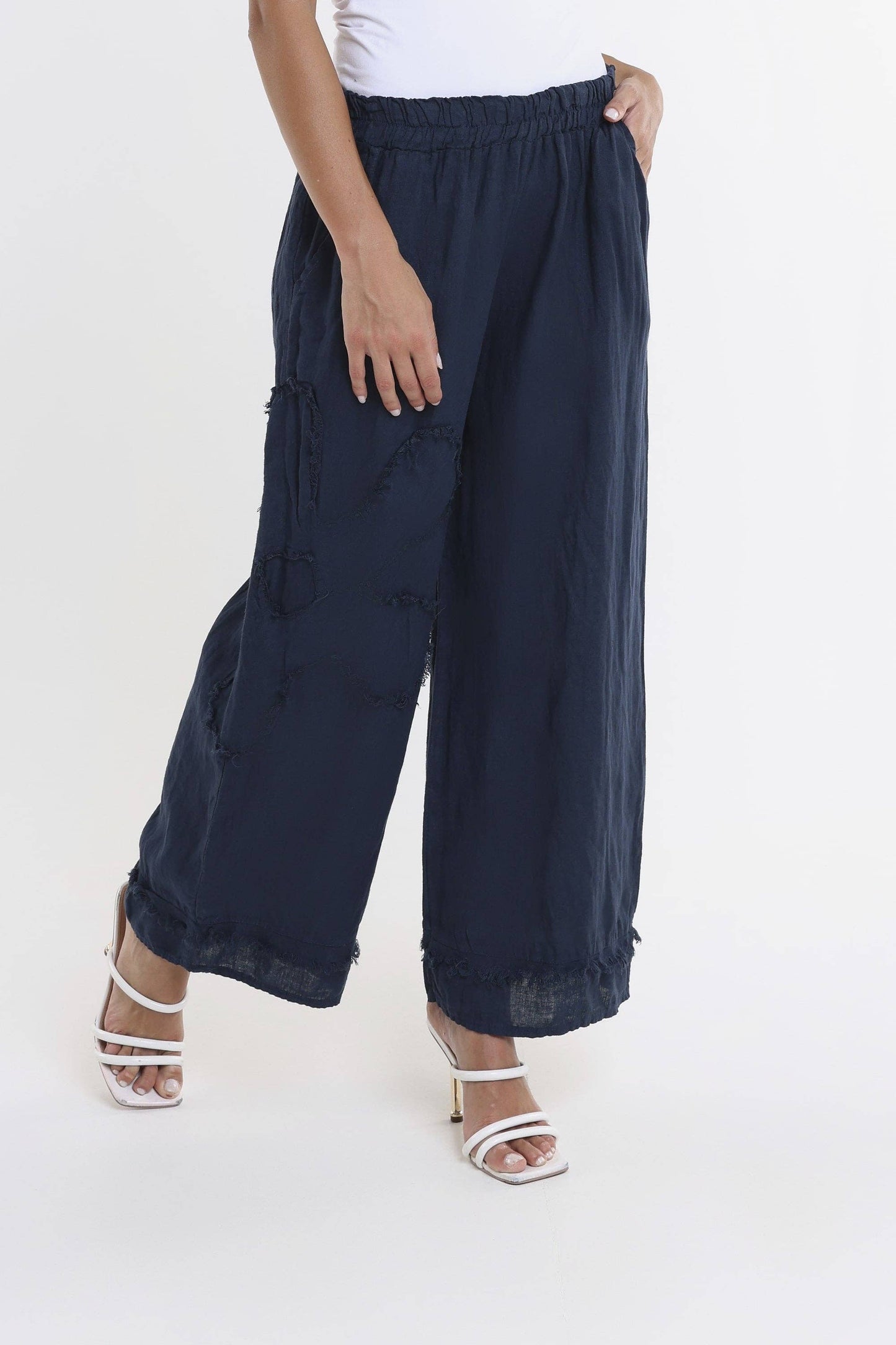 Raw Edge Linen Pant | Black