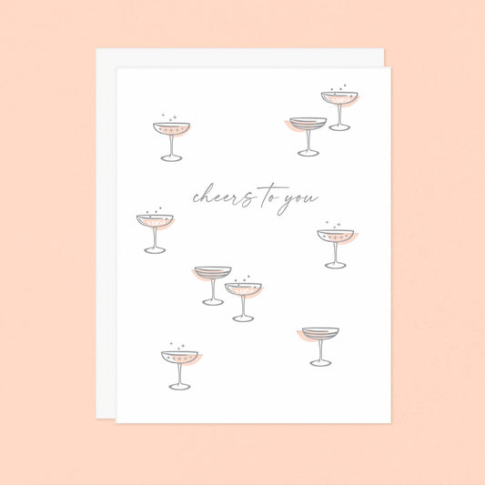 Retro Cocktails Cheers to You Letterpress Greeting Card