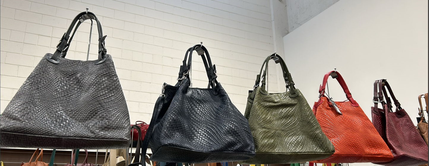 Italian Woven Leather Handbag | Black