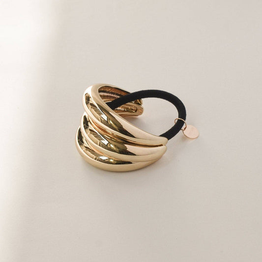 Sculptural Triple Arch Metal Ponytail Hair Tie | Gold