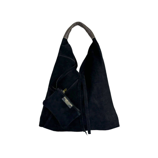 Suede Leather Shoulder Bag | Black