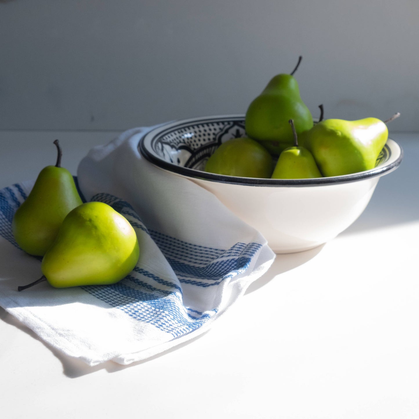 Small Ceramic Berry Bowl Strainer | Black + White