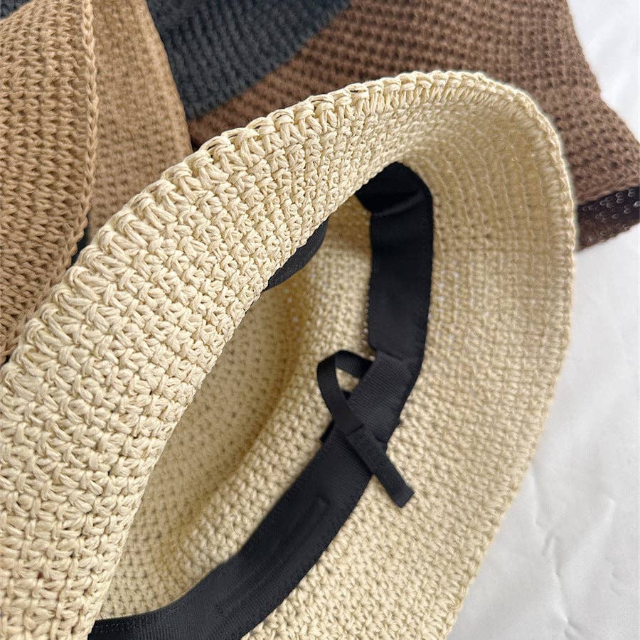 Foldable Raffia Bucket Hat | Black