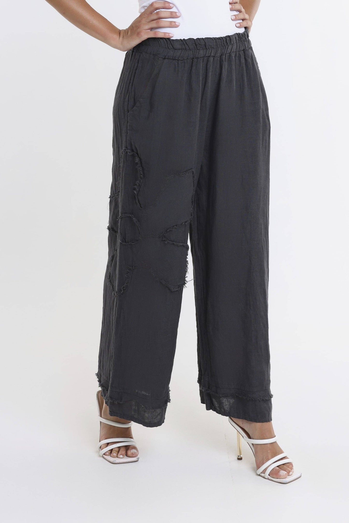 Raw Edge Linen Pant | Black