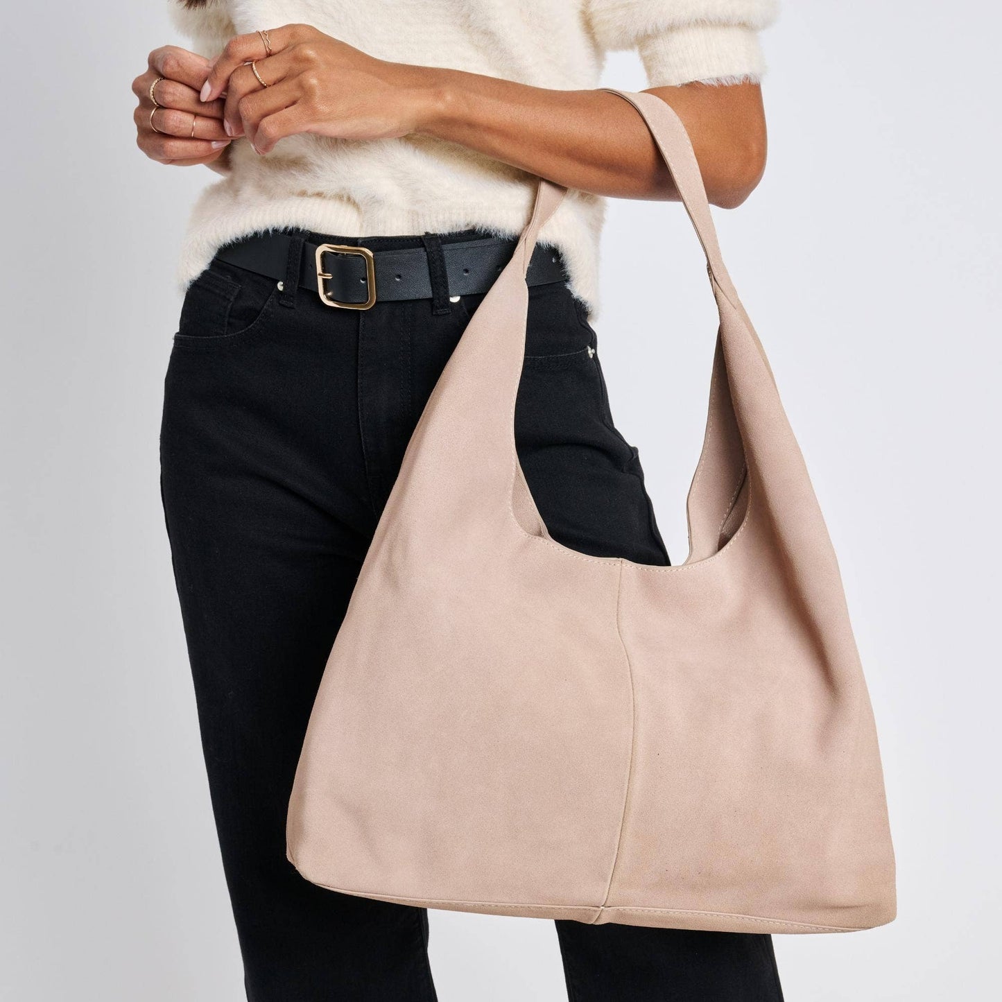 Genuine Suede Leather Hobo |Natural