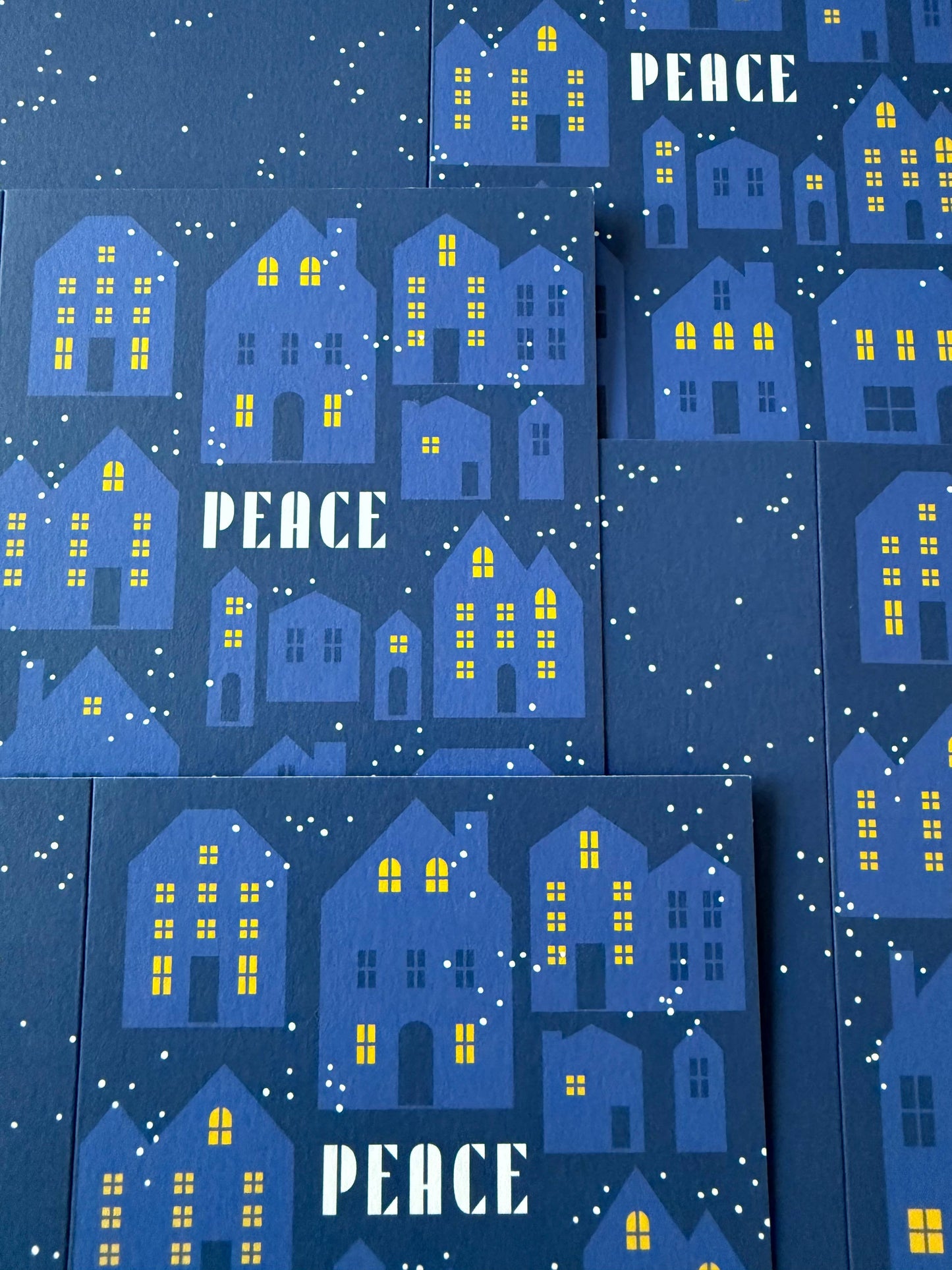 Snowy Village Peace Holiday Card