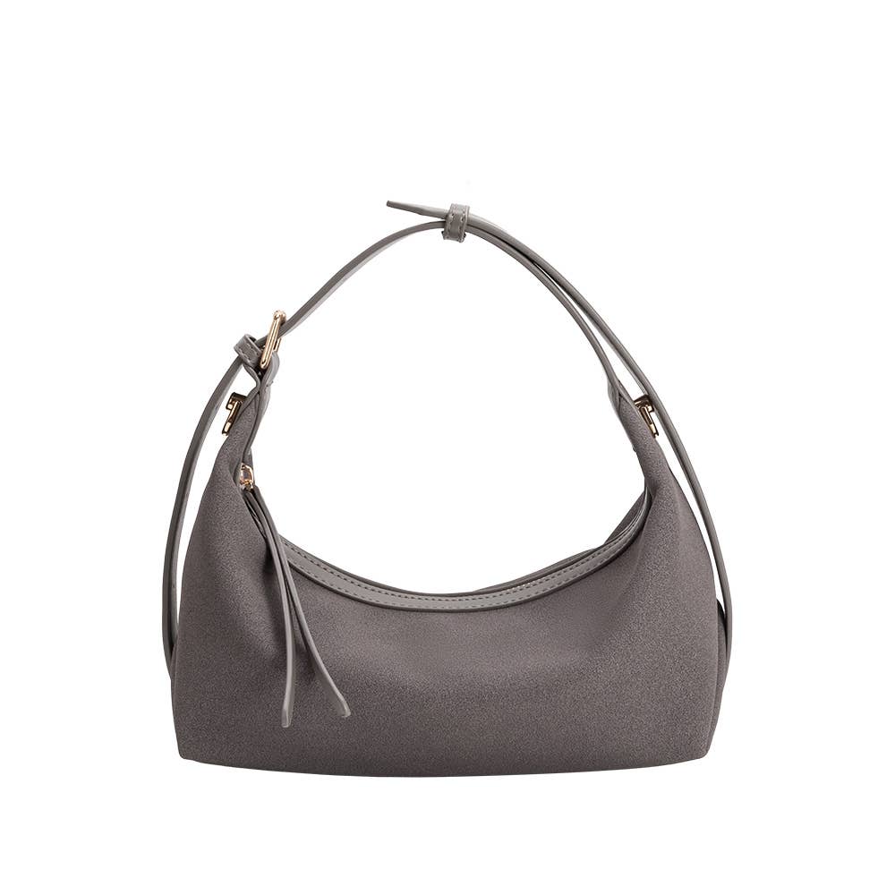 Recycled Vegan Suede Top Handle Bag | Gray