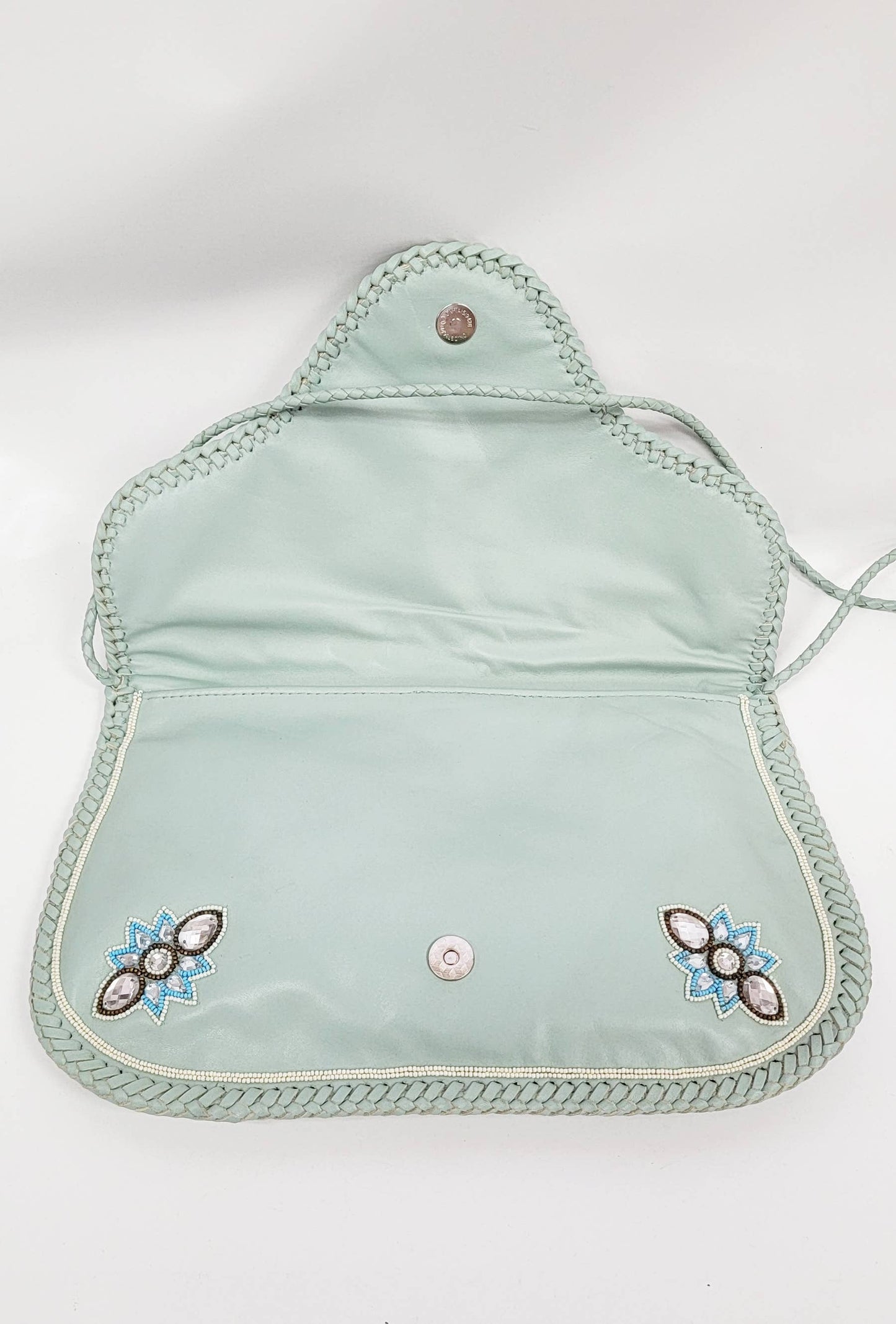 Boho Leather Crossbody Clutch Bag