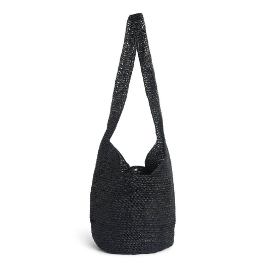 Raffia Cross Body Basket - Black