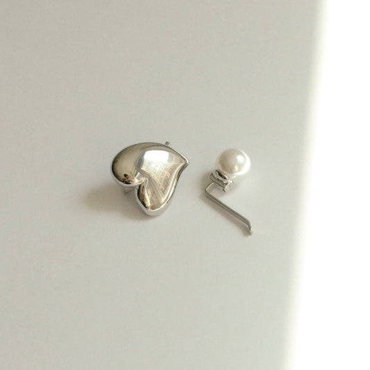 Mini Heart & Pearl Hair Stick Set| Silver