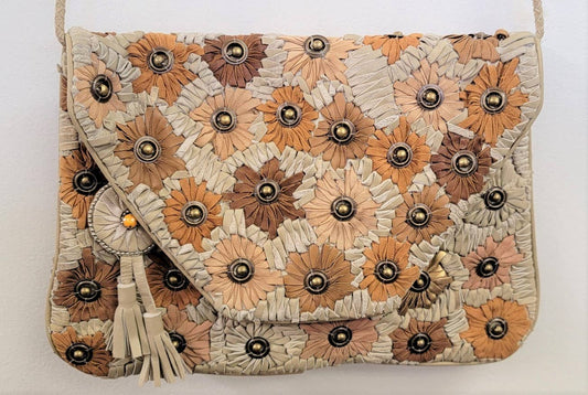 Boho Leather Crossbody Clutch Bag