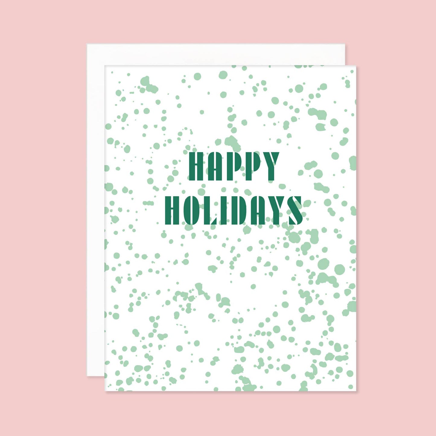 Green Splatterware Happy Holidays Card