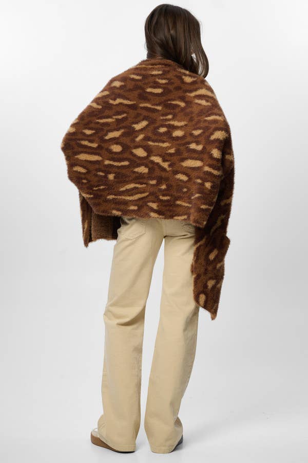 Animal Print Eyelash Knit Cardigan