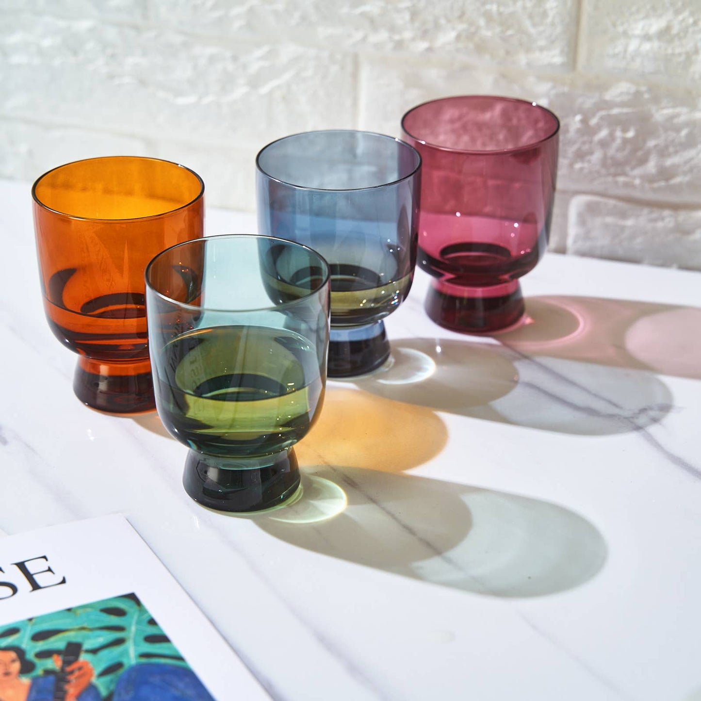 Murano Muted Colored Stackable Tumbler Glasses | Set of 4 | 8.1 oz