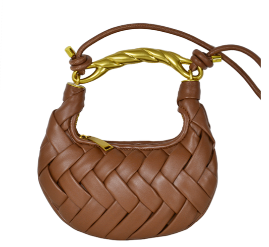 Italian Woven Leather Crossbody Bag | Camel