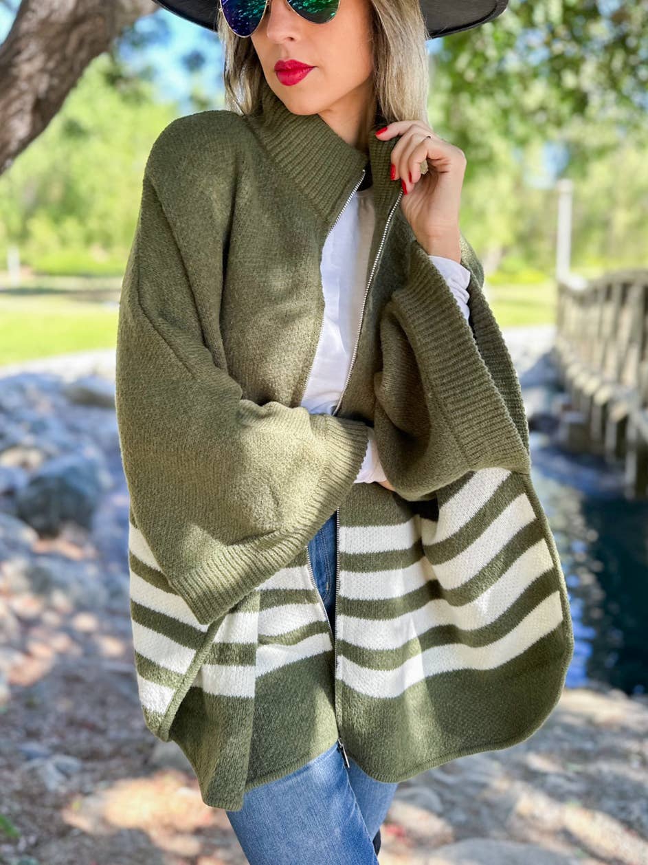Zip-Up Cardigan | Olive