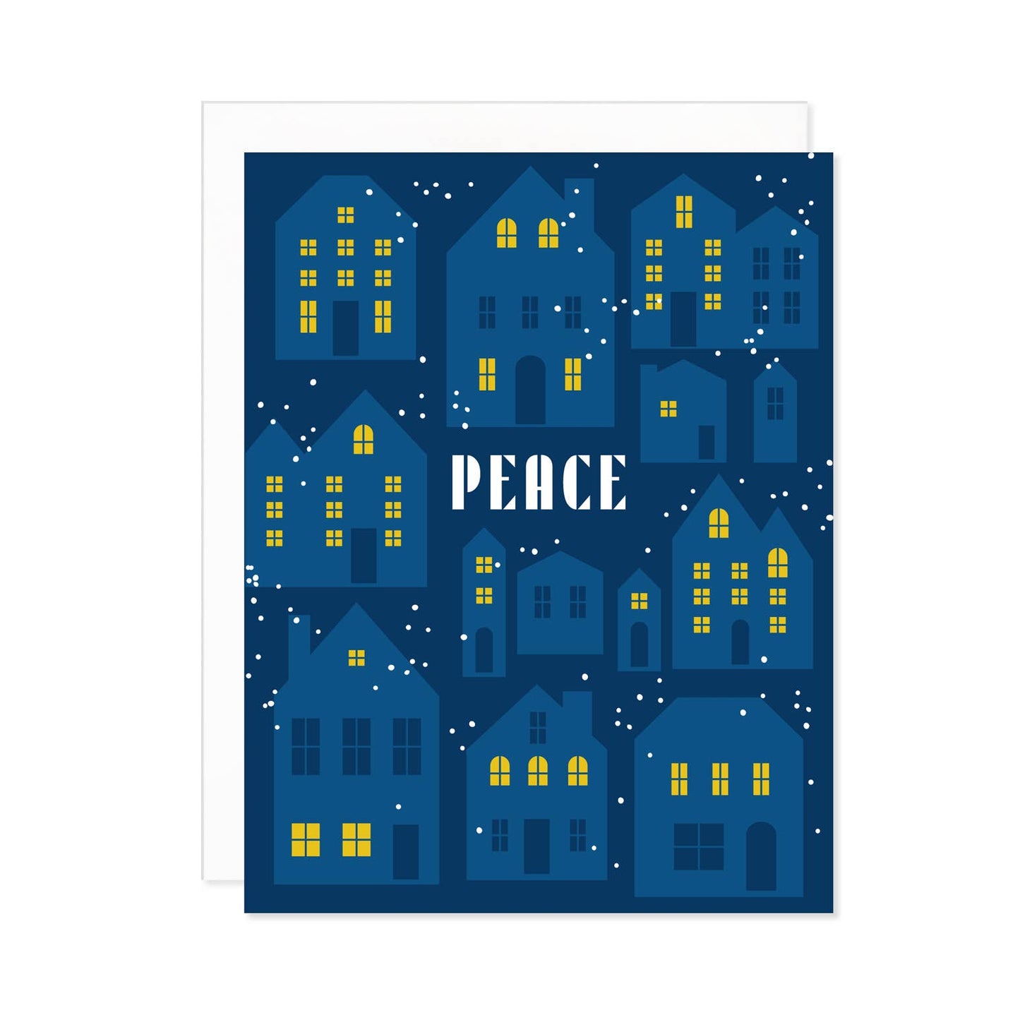 Snowy Village Peace Holiday Card