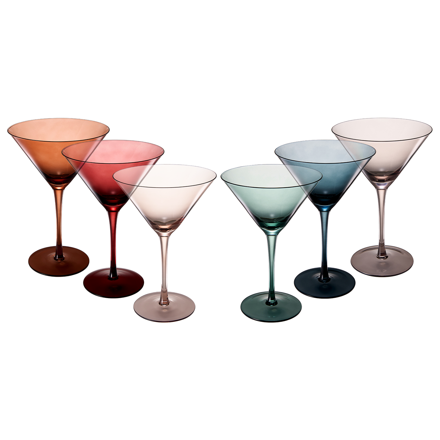 Colored Martini & Cocktail Crystal Glasses | Set of 6 | 10oz