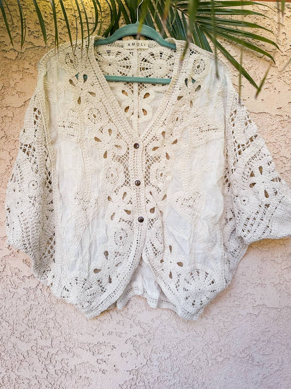 Lace Button Down Cardigan