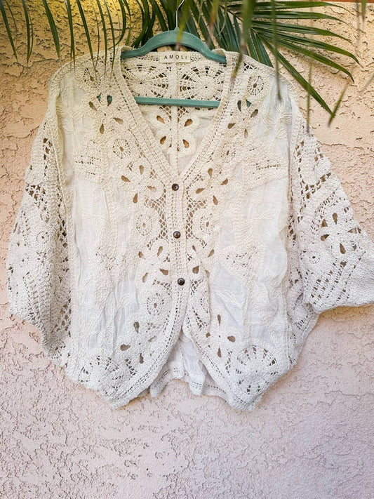 Lace Button Down Cardigan