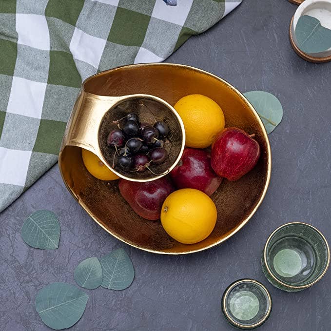 Chip & Dip Serving Bowl | Gold Brass Tiered