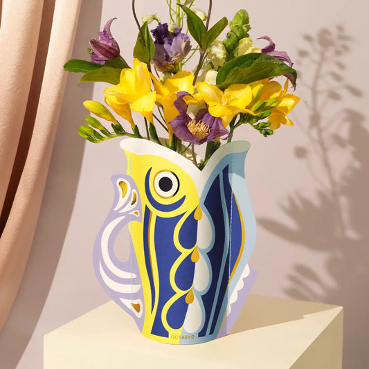 Mini Paper Vase Fish Flower Vase & Card Set | Lilac