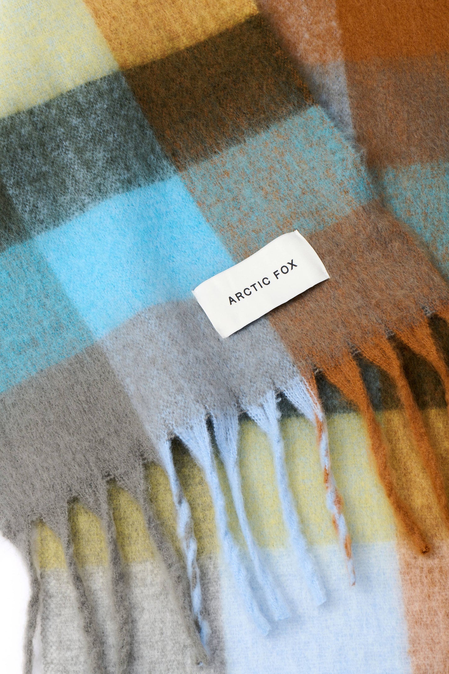 Ultra Soft Recycled Scarf | Blue + Orange Plaid
