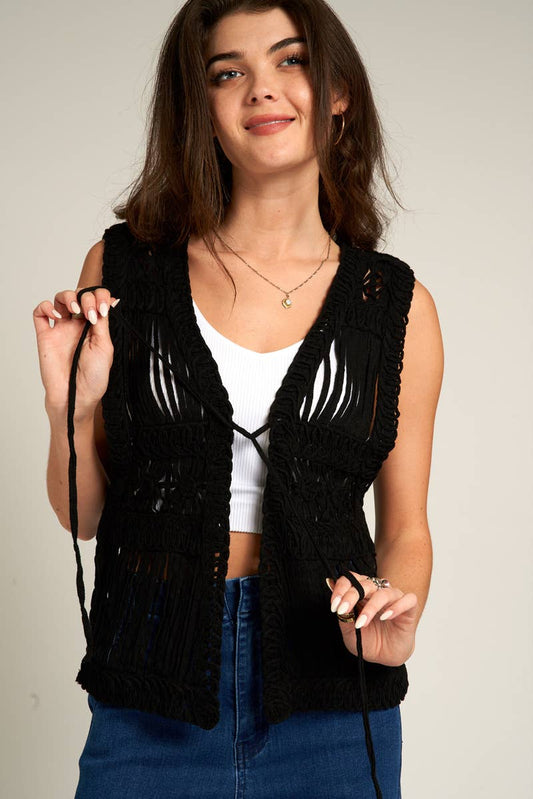 Vest | Macrame | Black