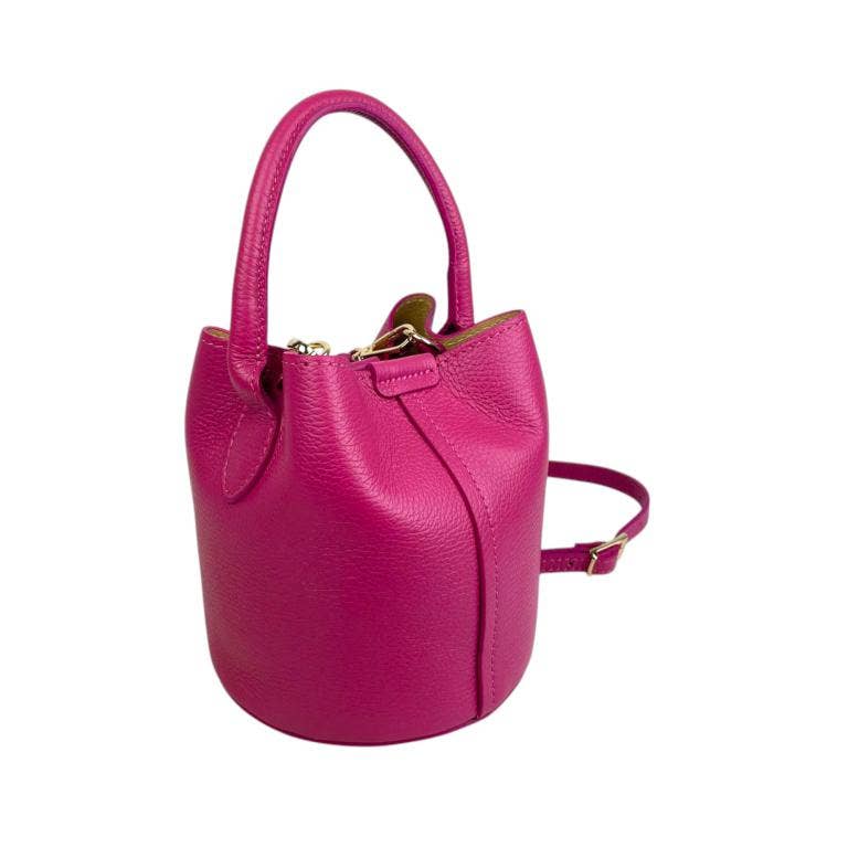 Italian Leather Bucket Handbag |  Electric Blue