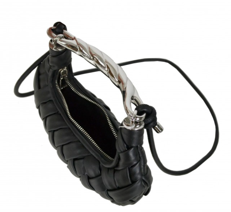 Italian Woven Leather Crossbody Bag | Black