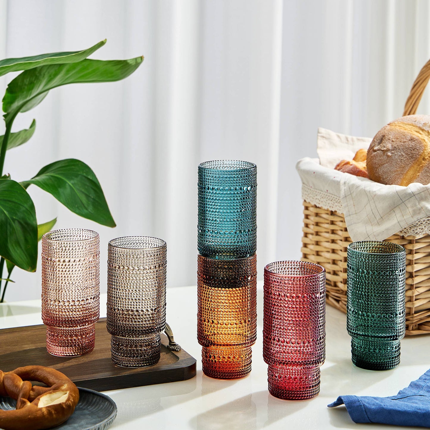 Muted Vintage Old-Fashioned Glasses | Set of 6 | With Glass Straws