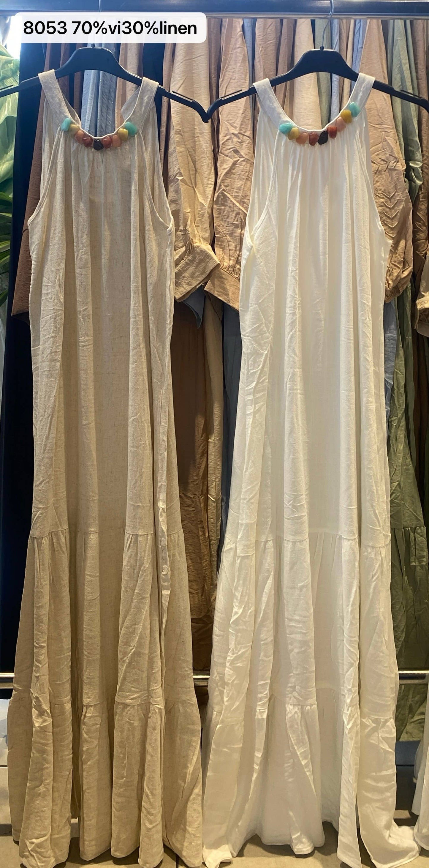 Beige Linen Long Dress | Boho House