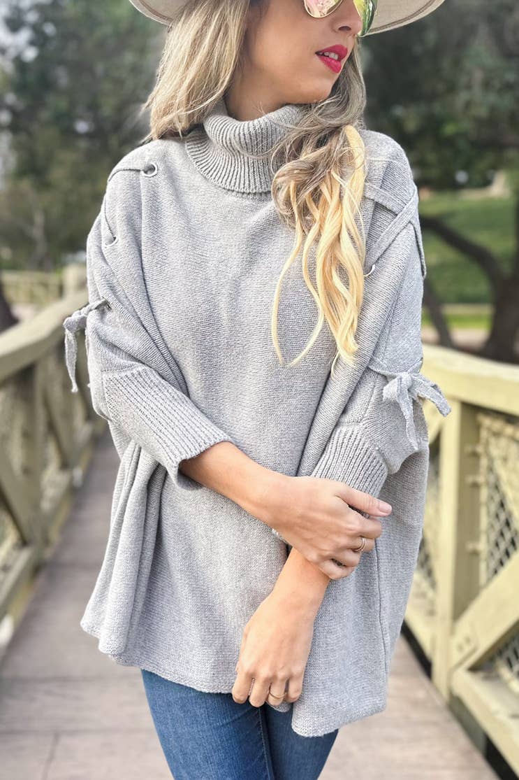 Sweater | Lace Up | Gray