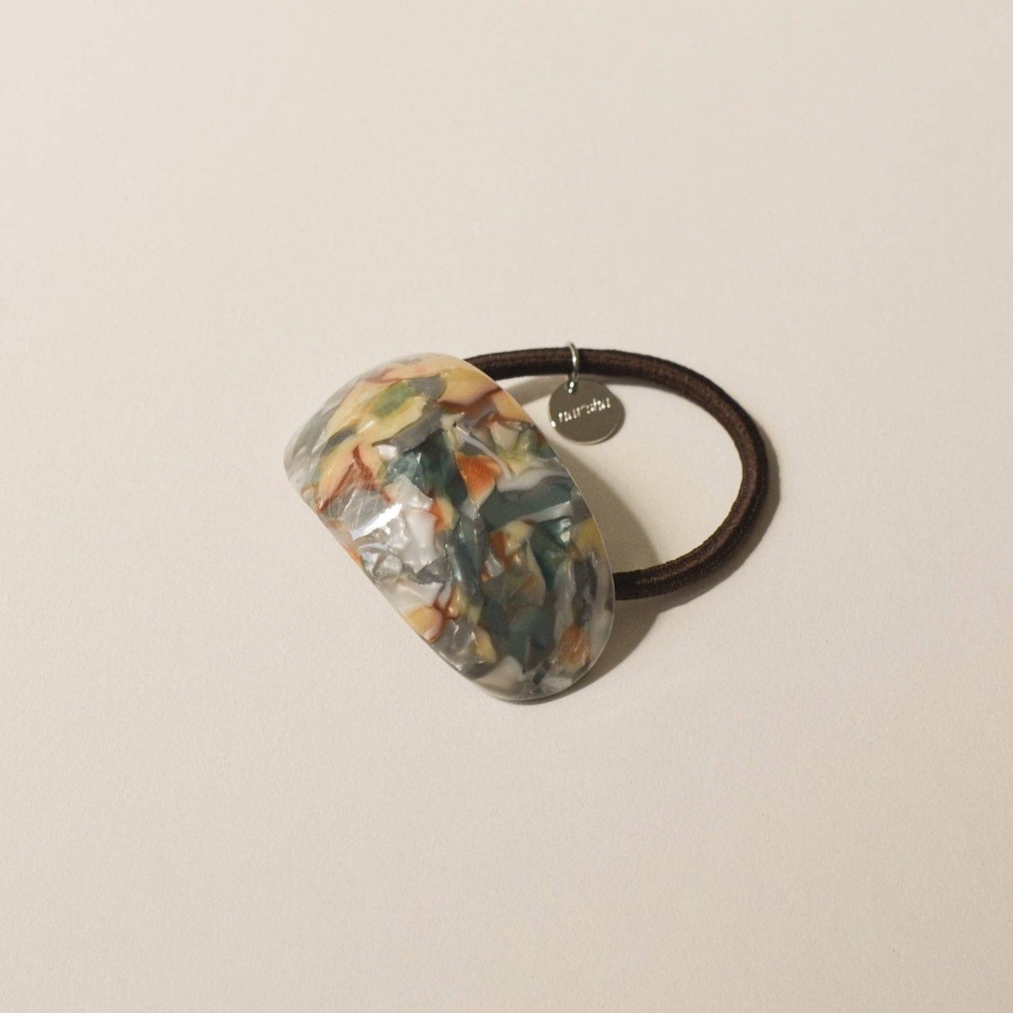 Curved Oval Resin Ponytail Hair Tie | Blue Marble