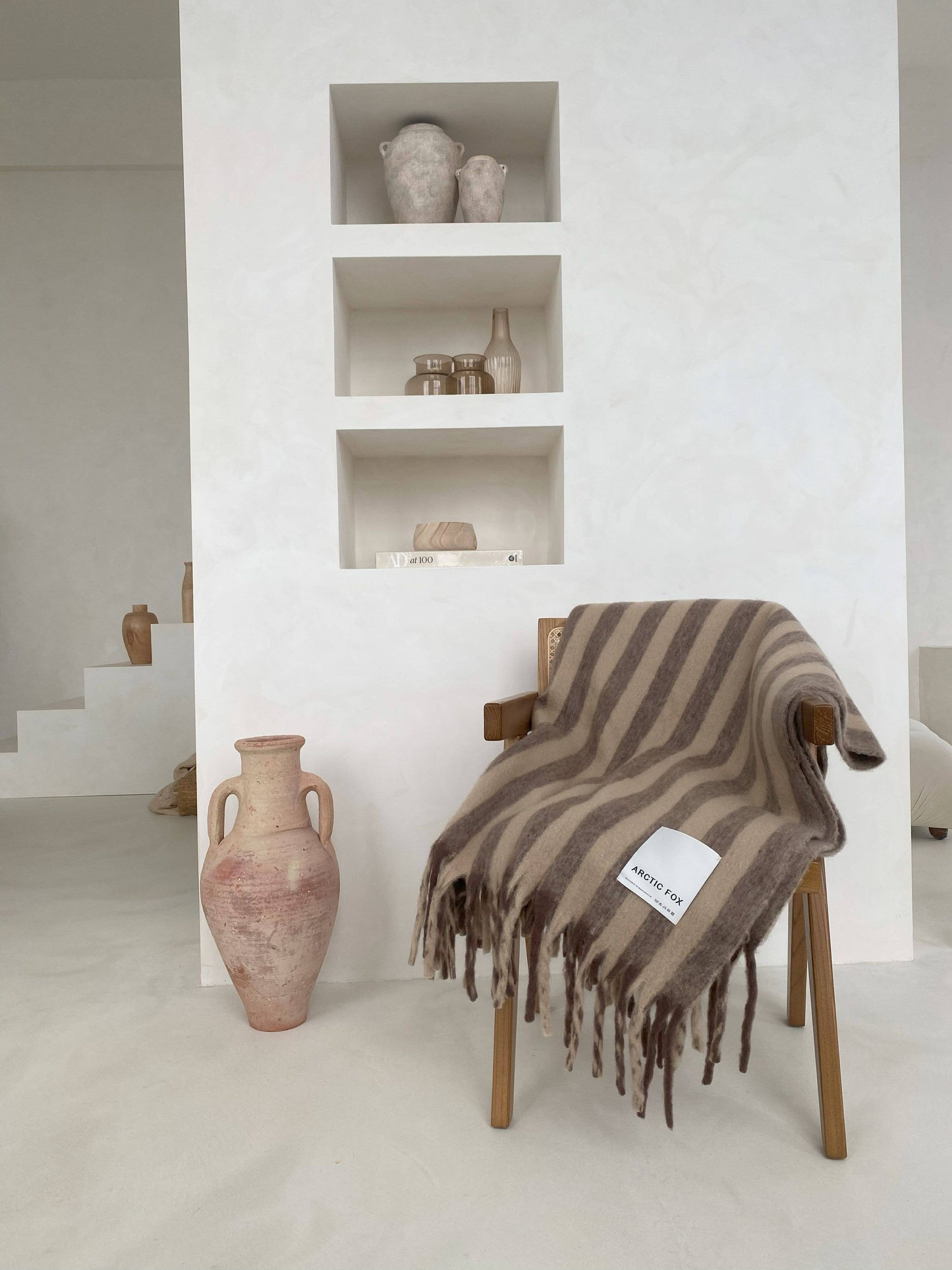 100% Recycled Throw | Burnt Umber Stripe