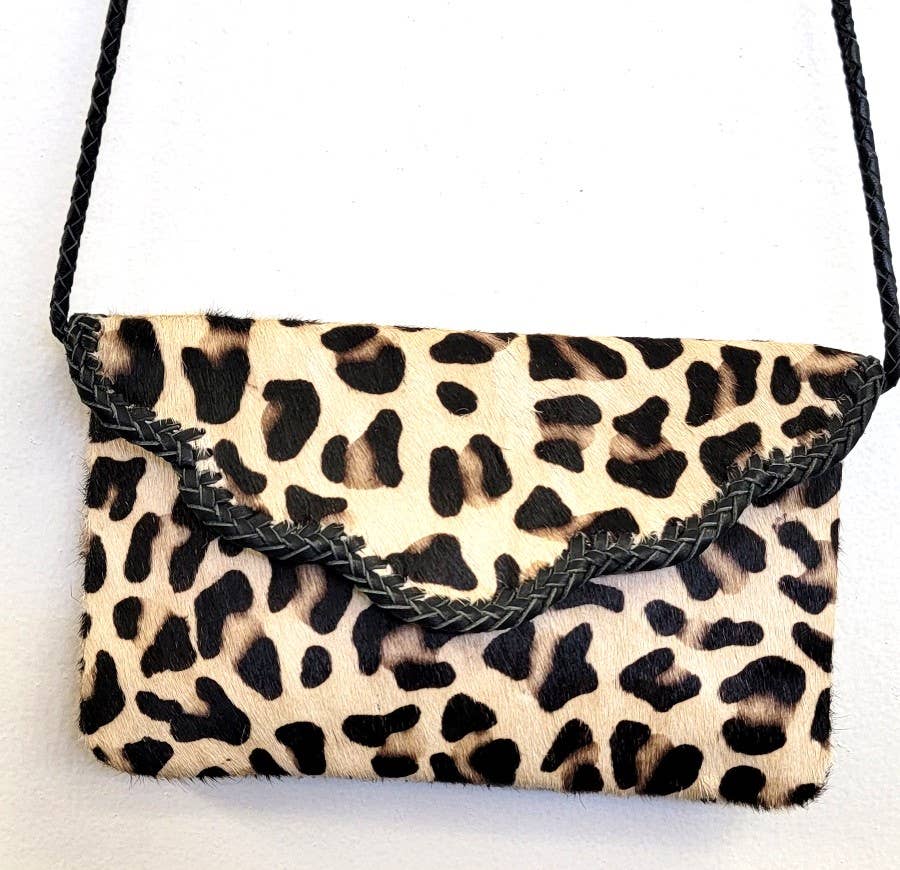 Boho Leather Crossbody Clutch Bag