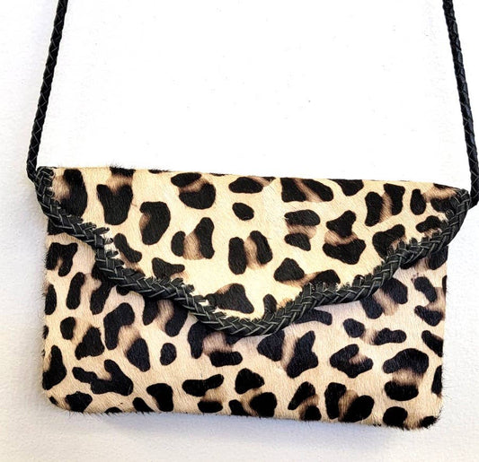 Boho Leather Crossbody Clutch Bag