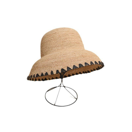 Handwoven Bucket Hat | Khaki + Black Trim