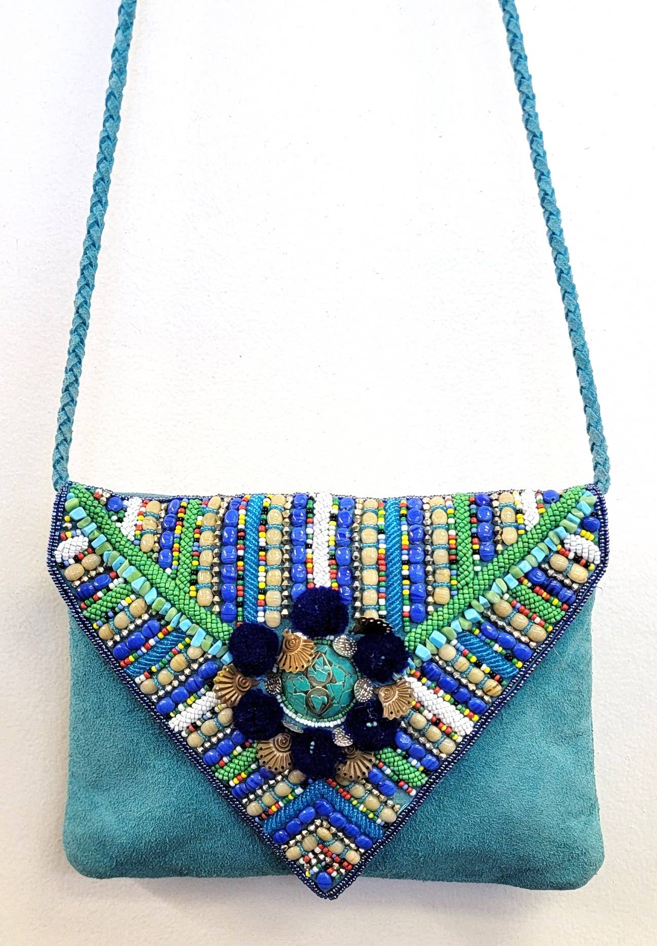 Boho Leather Crossbody Clutch Bag