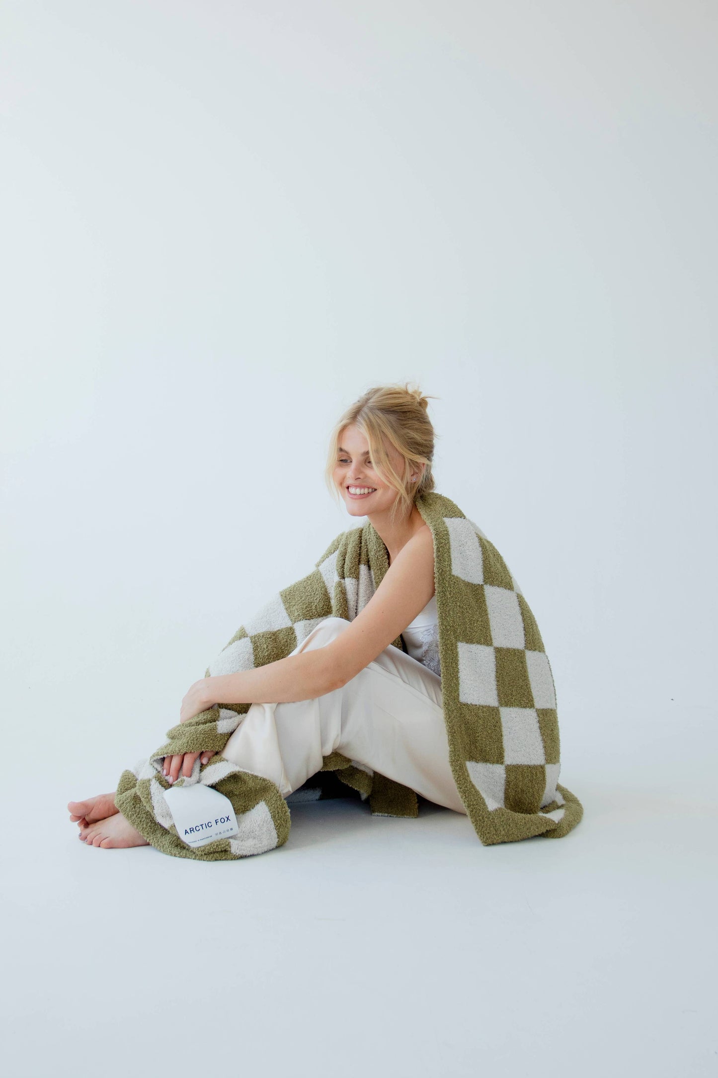 100% Recycled Throw | Khaki Check