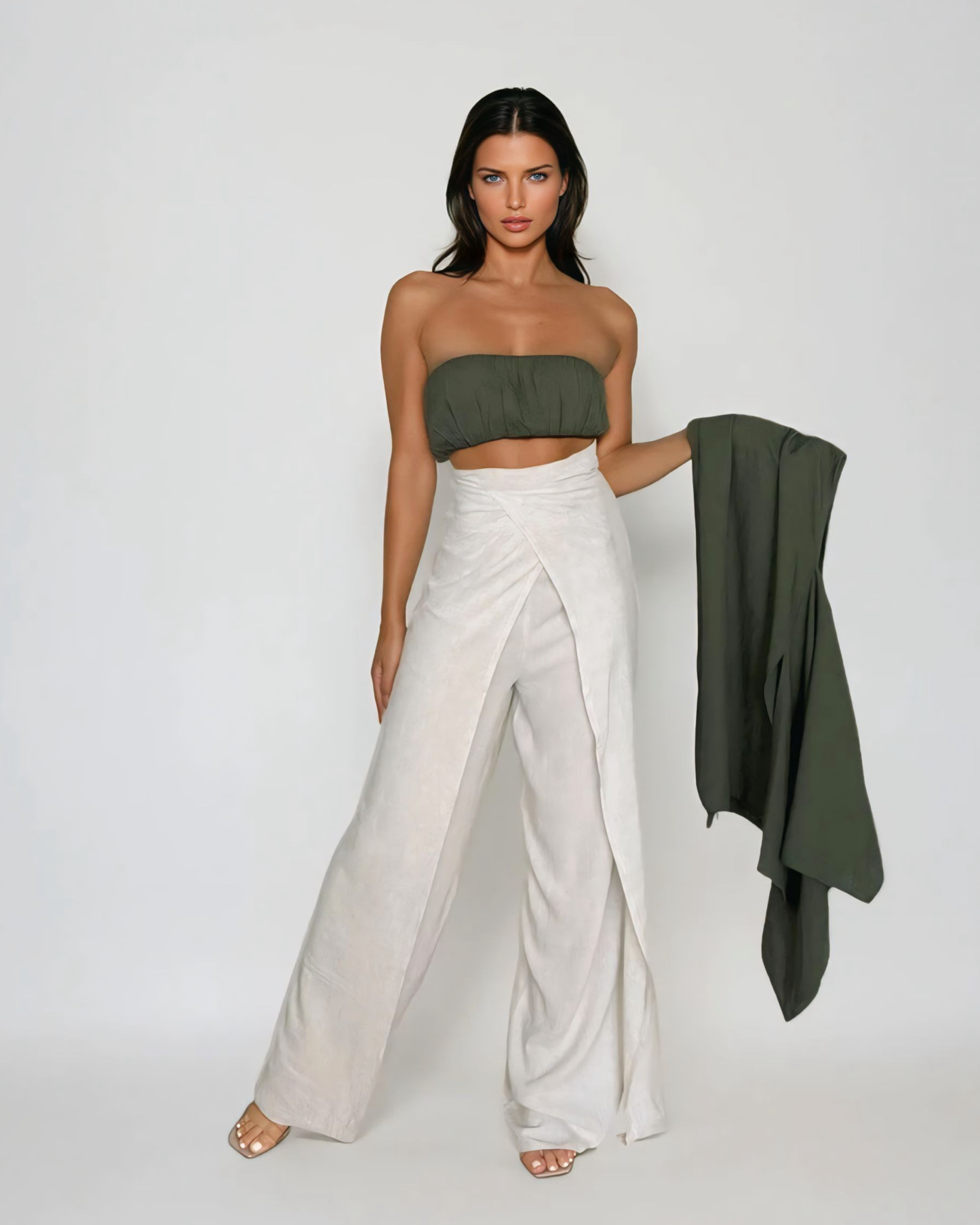 Cape Top | Olive Green Linen | Extra Coverage