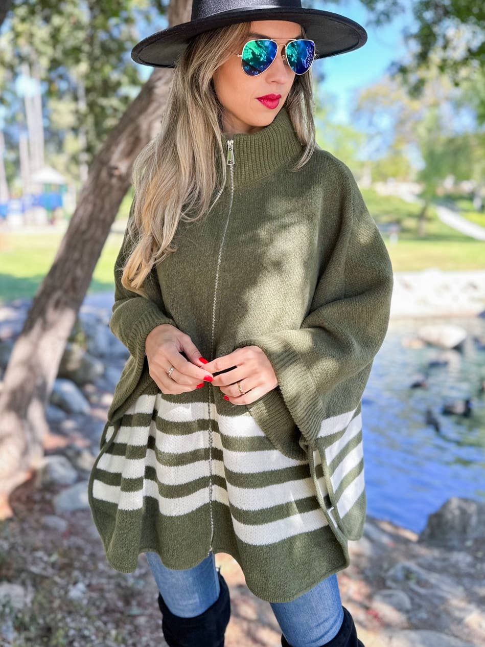 Zip-Up Cardigan | Olive