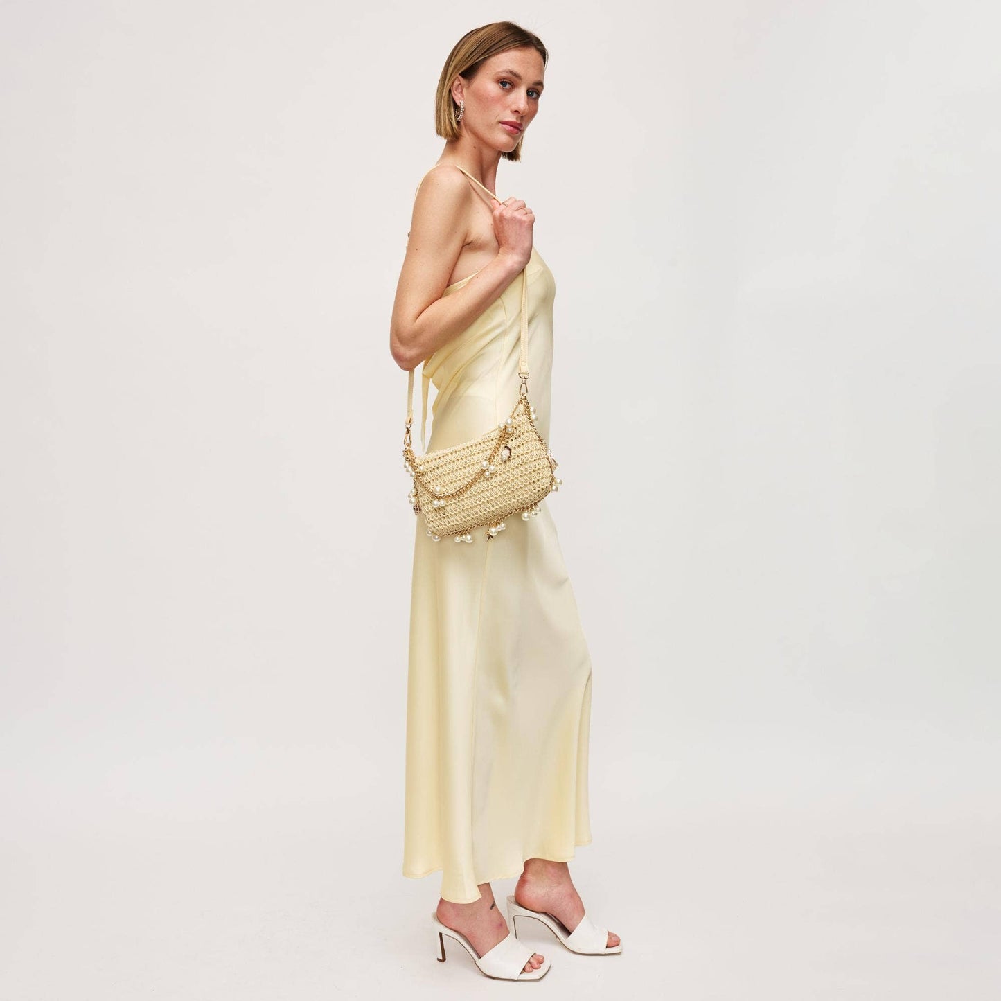 Embellished Raffia + Shell Handbag | Chocolate