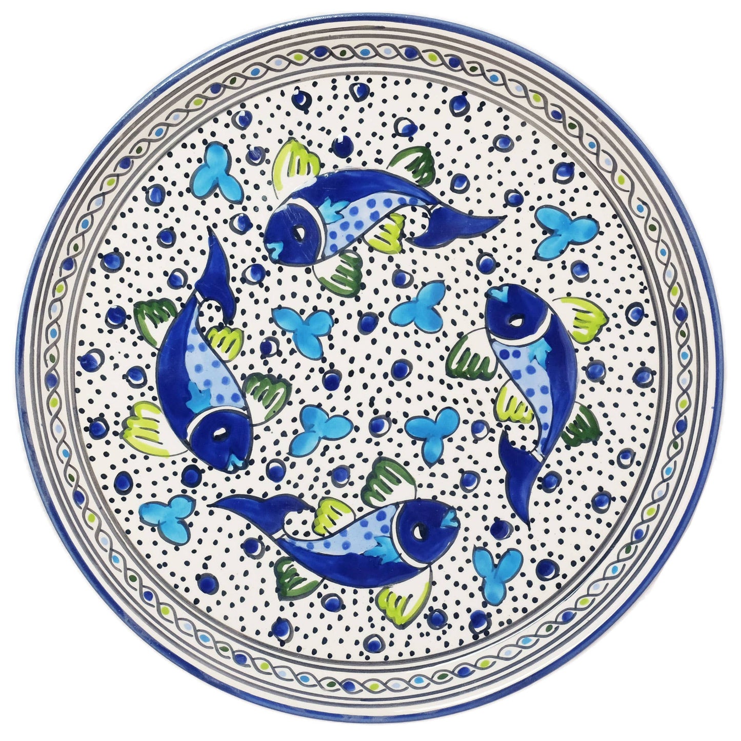 Hand Painted Ceramic Tapas Chip and Dip Server