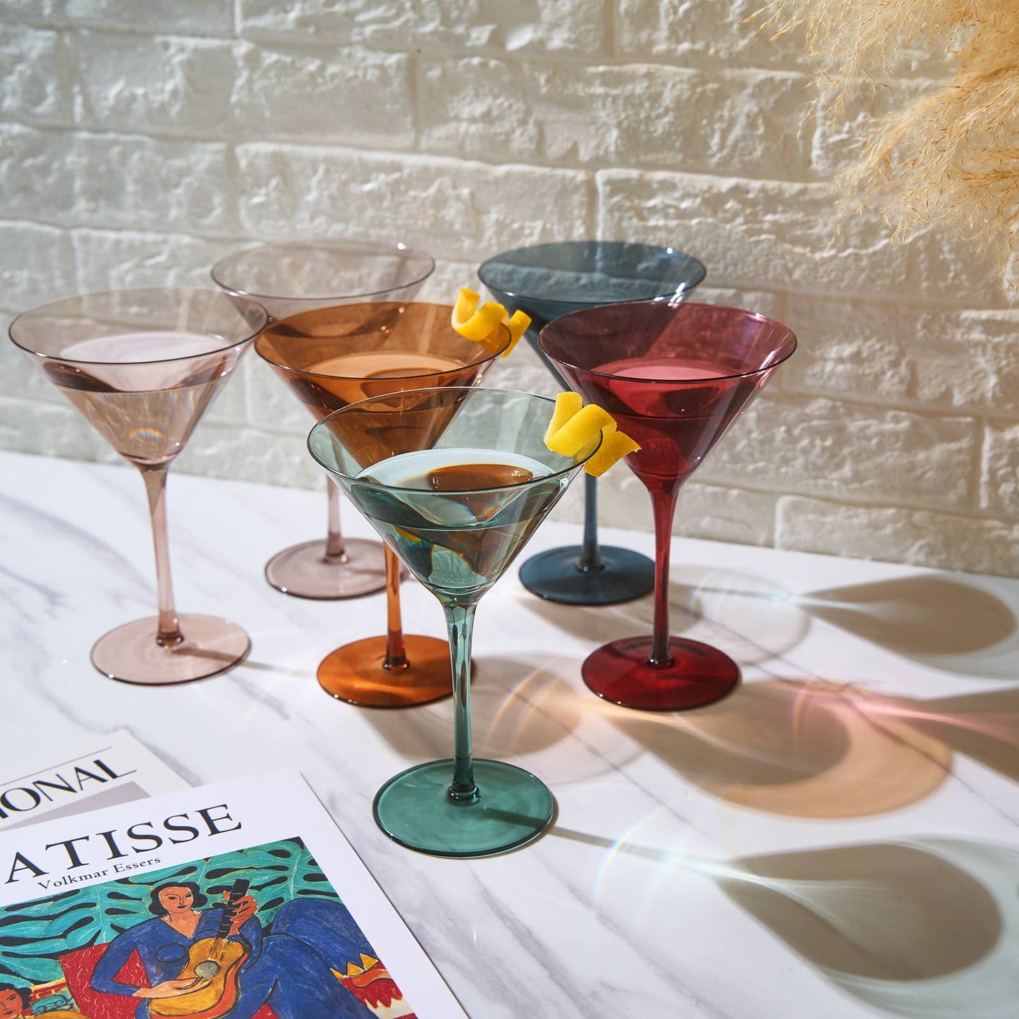 Colored Martini & Cocktail Crystal Glasses | Set of 6 | 10oz