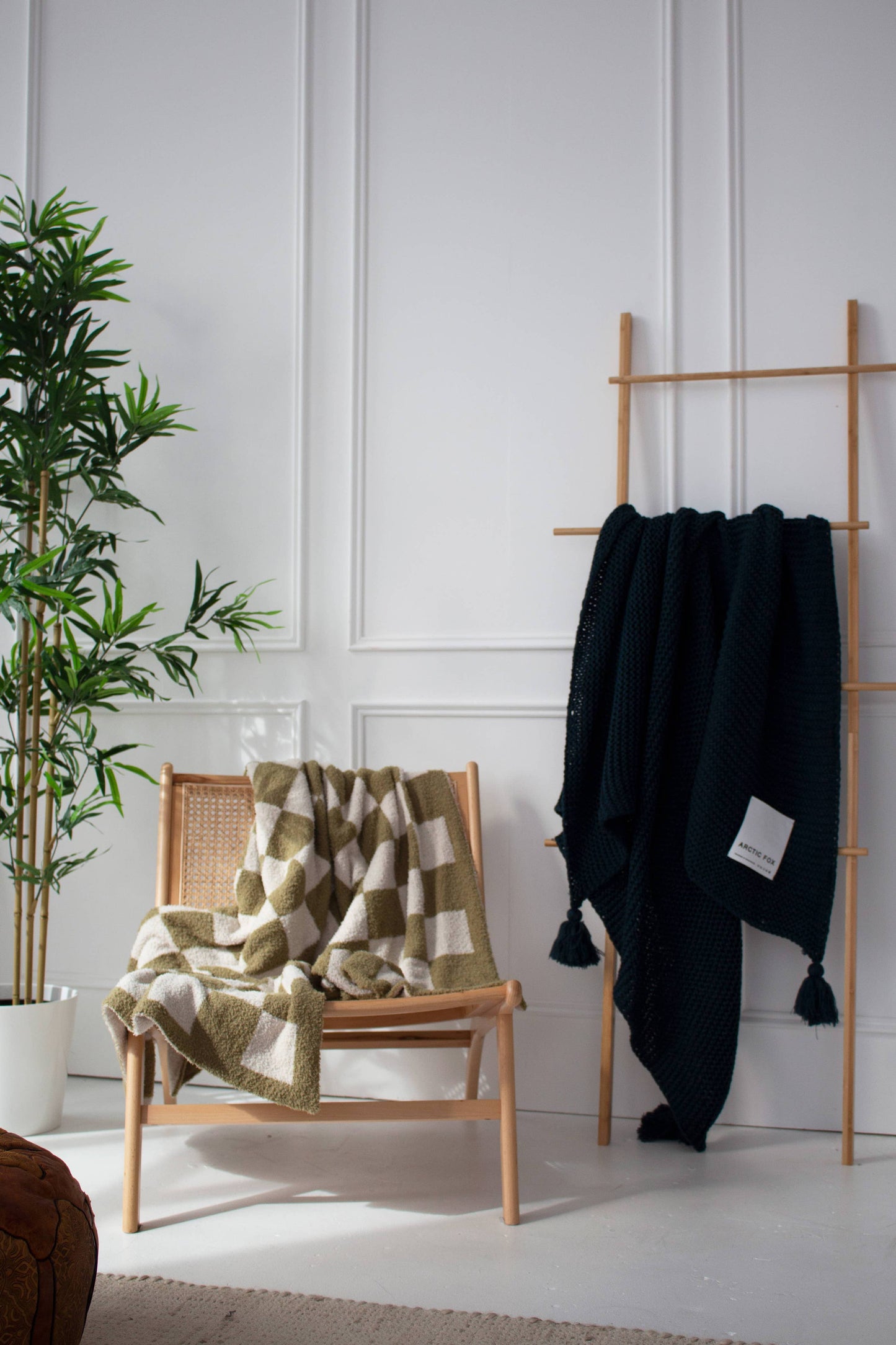 100% Recycled Throw | Khaki Check