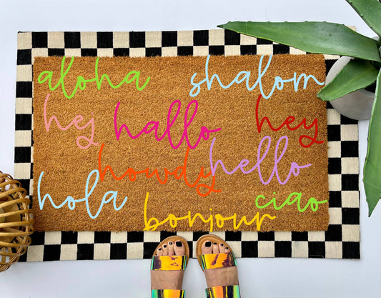 International Hello Coir Doormat