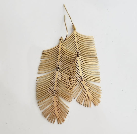 Brass Palm Leaf Earrings