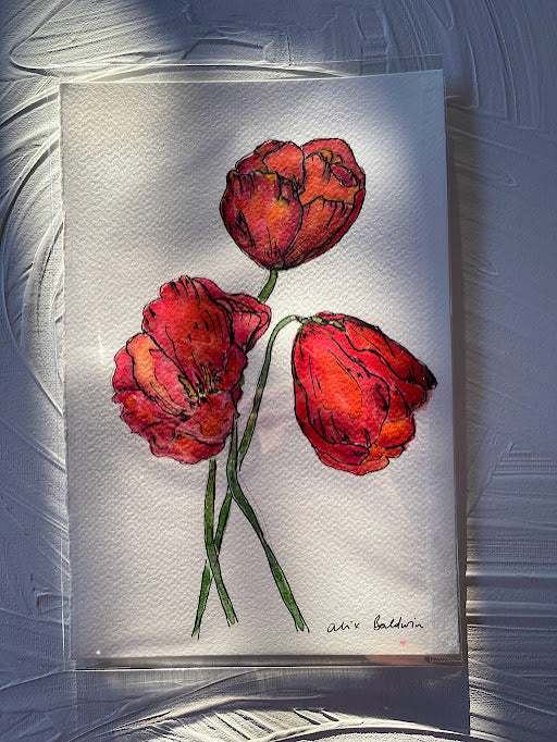 Art | Red Tulips | 9x6