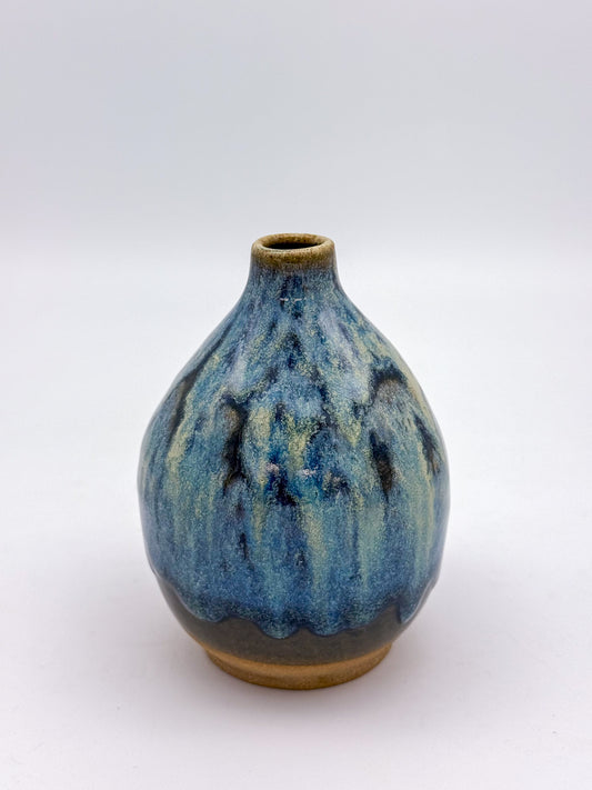 Handmade Ceramic Bud Vase | Flowing Blue